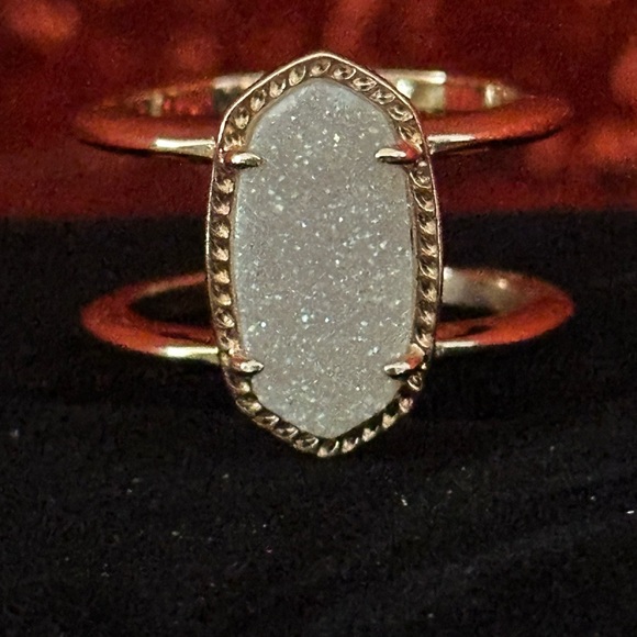 Kendra Scott Iridescent Drusy Elegant Gold and White Stone Ring Set - Picture 5 of 5